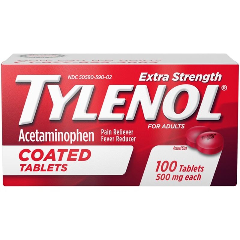 Tylenol Extra Strength Acetaminophen Coated Tablets (100 ct) from CVS