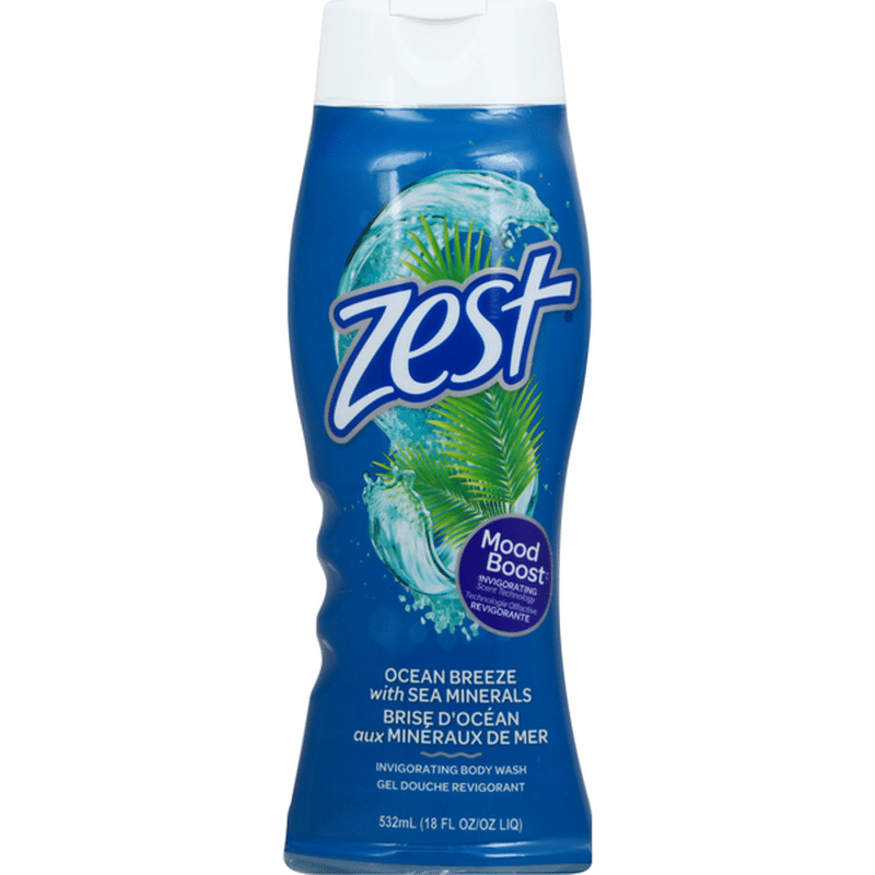 Zest Body Wash, Invigorating, Ocean Breeze, with Sea Minerals (18 fl oz