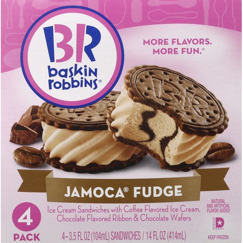 Baskin Robbins Ice Cream Sandwich Jamoca Fudge 4 Pack 4 Each Instacart