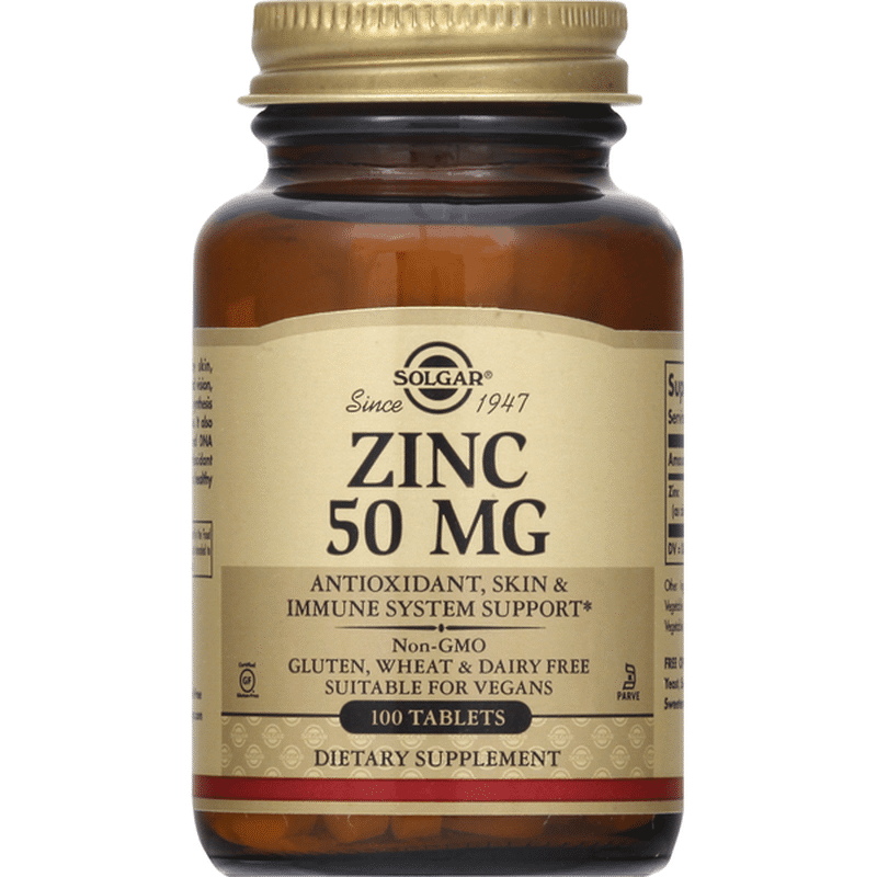 Solgar Zinc, 50 mg, Tablets (100 ct) - Instacart