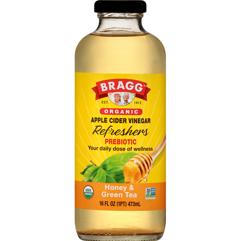 Bragg Apple Cider Vinegar, Organic, Honey & Green Tea, Prebiotic (16 oz