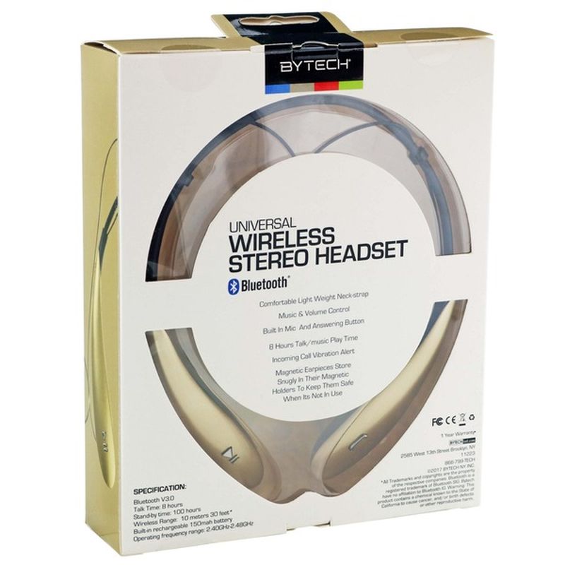Bytech Gold Sport Wireless Bluetooth Earbud Neckband Headphones