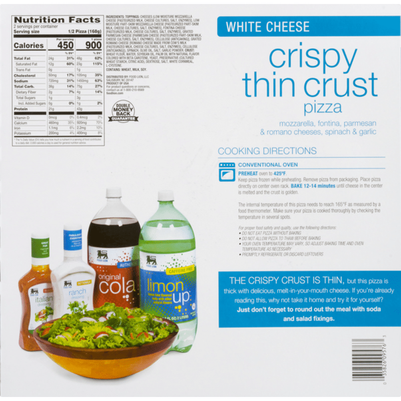 Food Lion Pizza, Crispy Thin Crust, White Cheese, Box