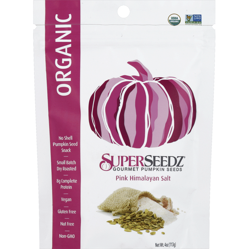 SuperSeedz Pumpkin Seeds, Gourmet, Organic, Pink Himalayan Salt (4 oz