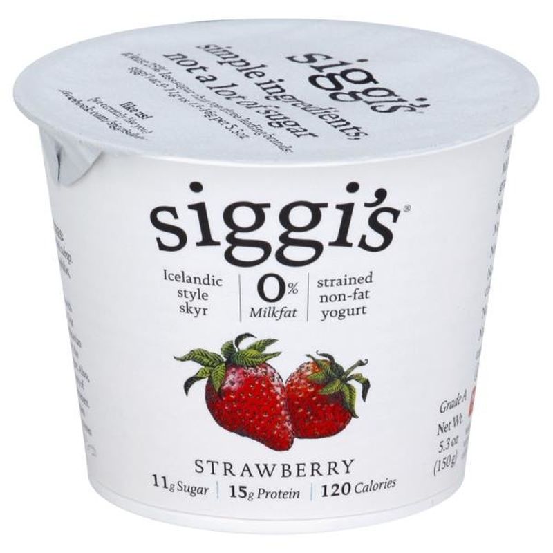 Siggi's Strained Non-Fat Strawberry Icelandic Style Skyr Yogurt (5.3 oz ...