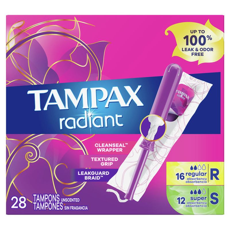 Tampax Tampons Duo Pack, Regular/Super Absorbency (28 ct) Instacart