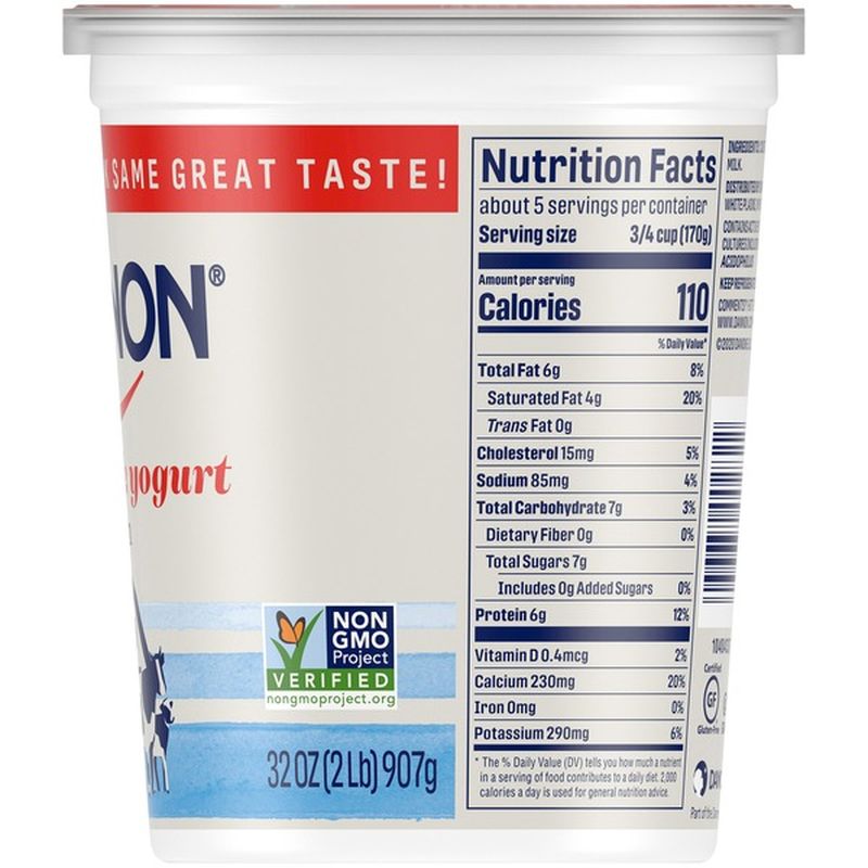Dannon Whole Milk NonGMO Project Verified Plain Yogurt (32 oz) from Kroger Instacart