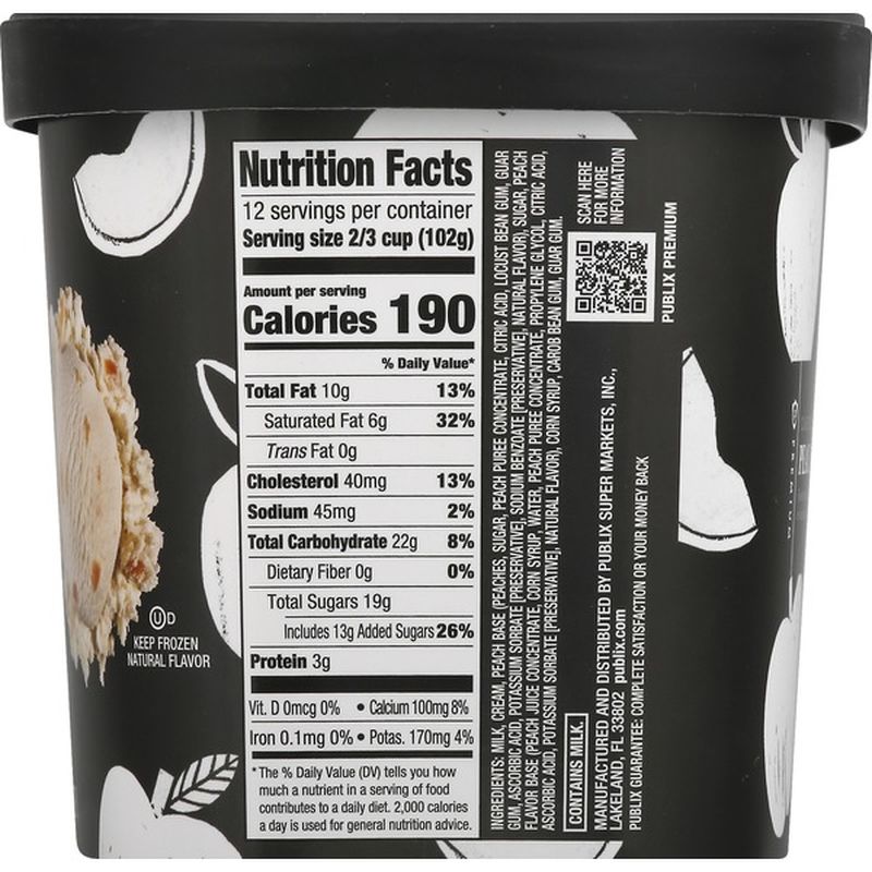 Publix Premium Ice Cream, Classic, Peach (0.5 gal) Instacart