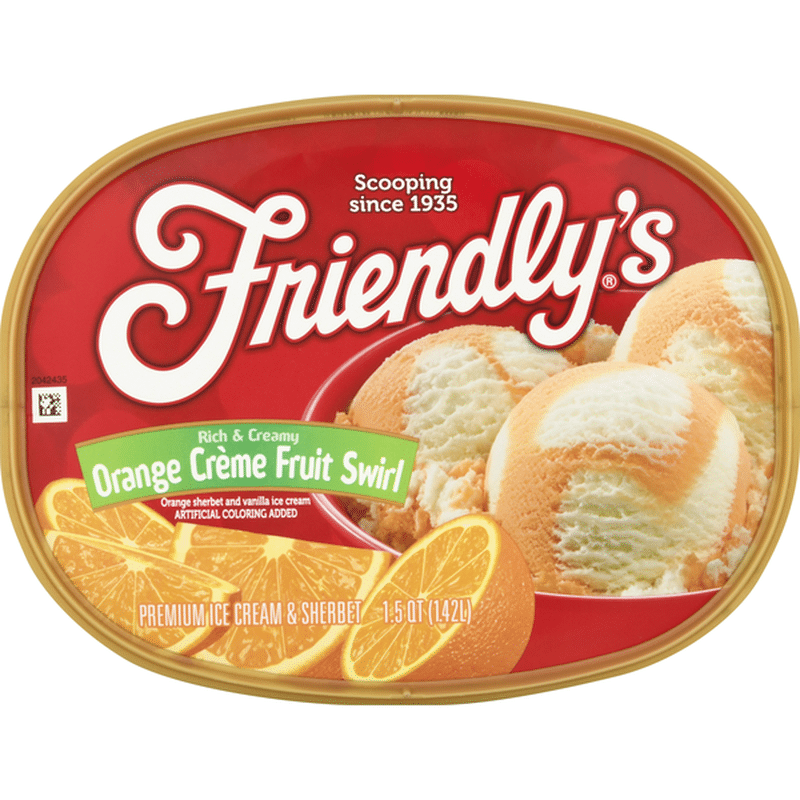 Friendly's Ice Cream & Sherbet, Premium, Orange Creme Fruit Swirl (1.5 qt) Instacart
