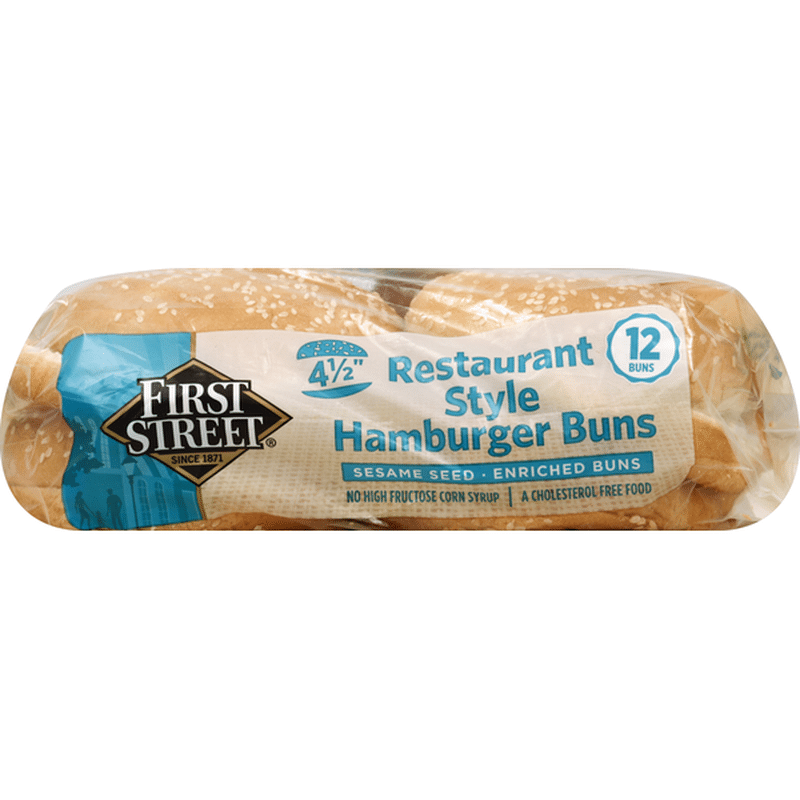 First Street Hamburger Buns Restaurant Style Sesame Seeds 4 1 2 Inch 12 Each Instacart