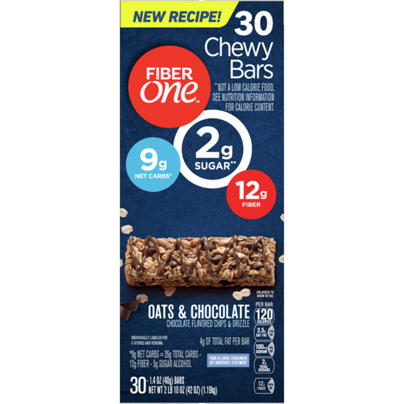 Fiber One Oats and Chocolate Chewy Bars (1.4 oz) from BJ's Wholesale