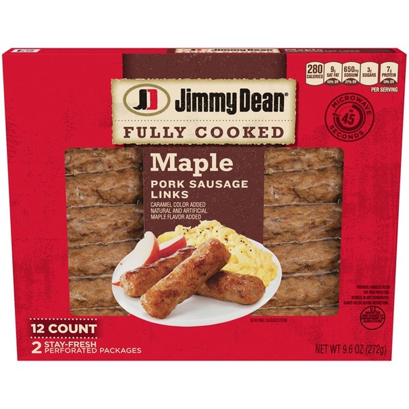Jimmy Dean Fully Cooked Maple Pork Sausage Links, 12 Count (9.6 oz