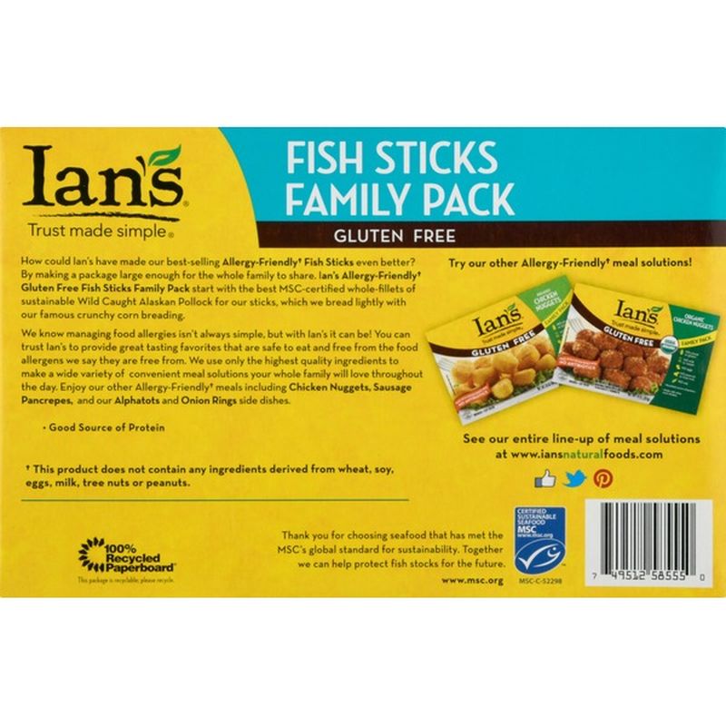 Ians Fish Sticks, Gluten Free, Family Pack (14 oz) Instacart