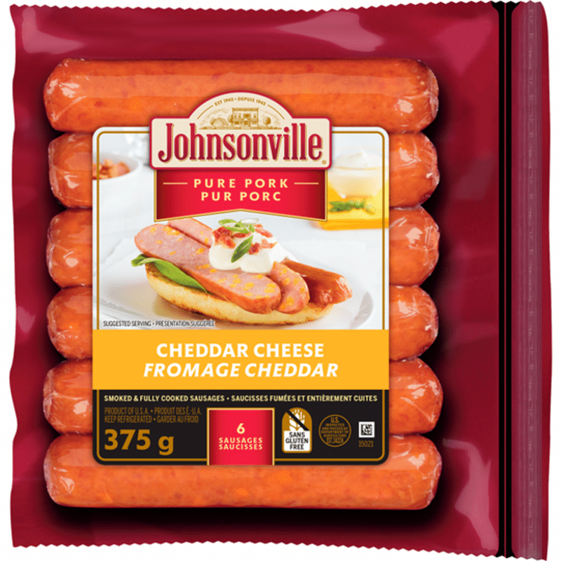 Johnsonville Cheddar Smoked Sausage (101148) Smoked & Cooked (375 G ...