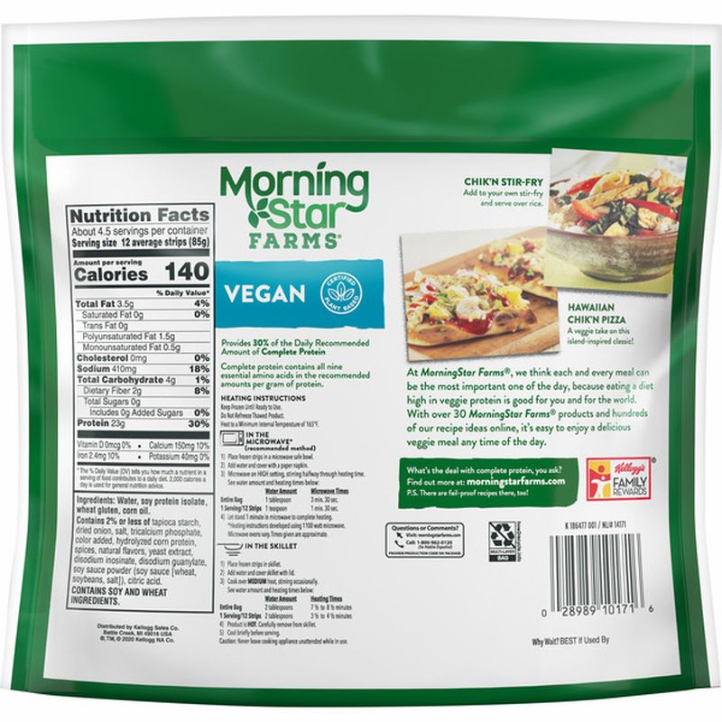 Morning Star Farms Meatless Chicken Strips, Plant Based Protein Vegan