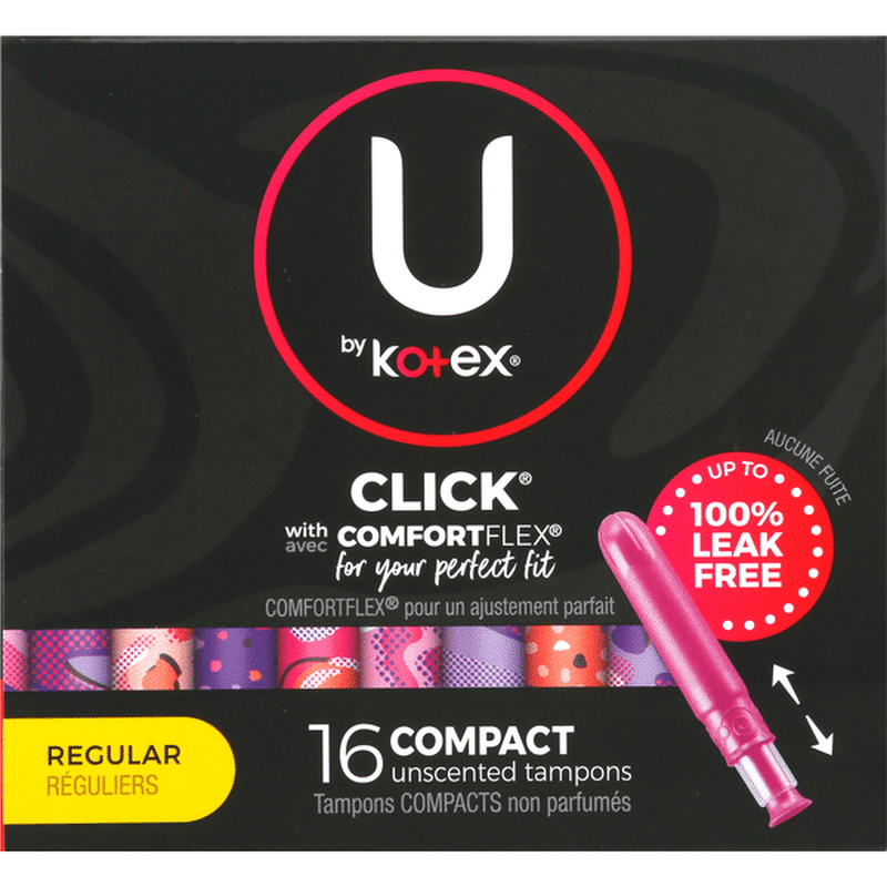 U by Kotex Tampons, Regular, Unscented, Compact (16 each) Instacart