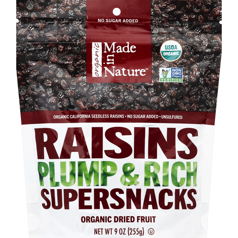 Made in Nature Raisins, Organic, California Seedless (9 oz) Instacart