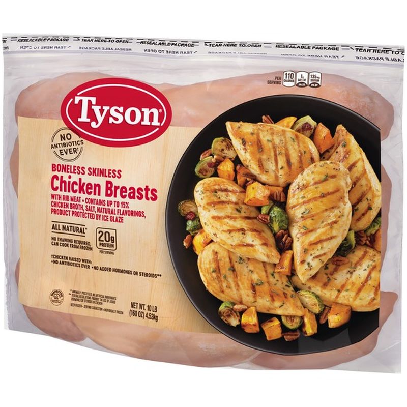 Tyson Boneless Skinless Chicken Breasts, 10 lb. (Frozen ...