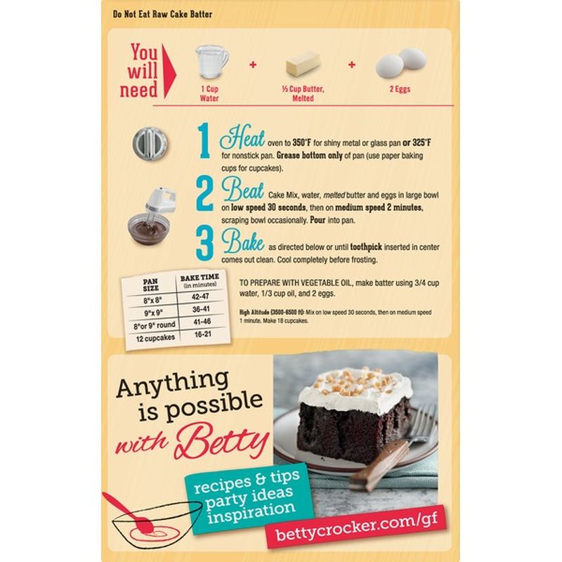 Betty Crocker Cake Mix, Gluten Free, Devil's Food (15 oz) from Safeway ...