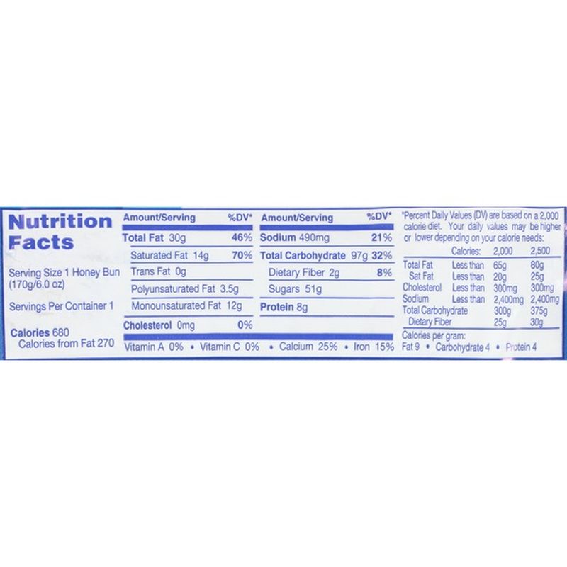 Little debbie honey bun nutrition facts