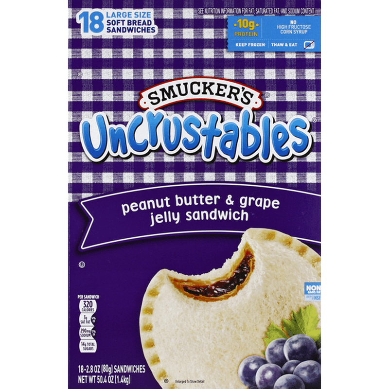 Smucker's Uncrustables Peanut Butter & Grape Jelly Sandwich (18 ct