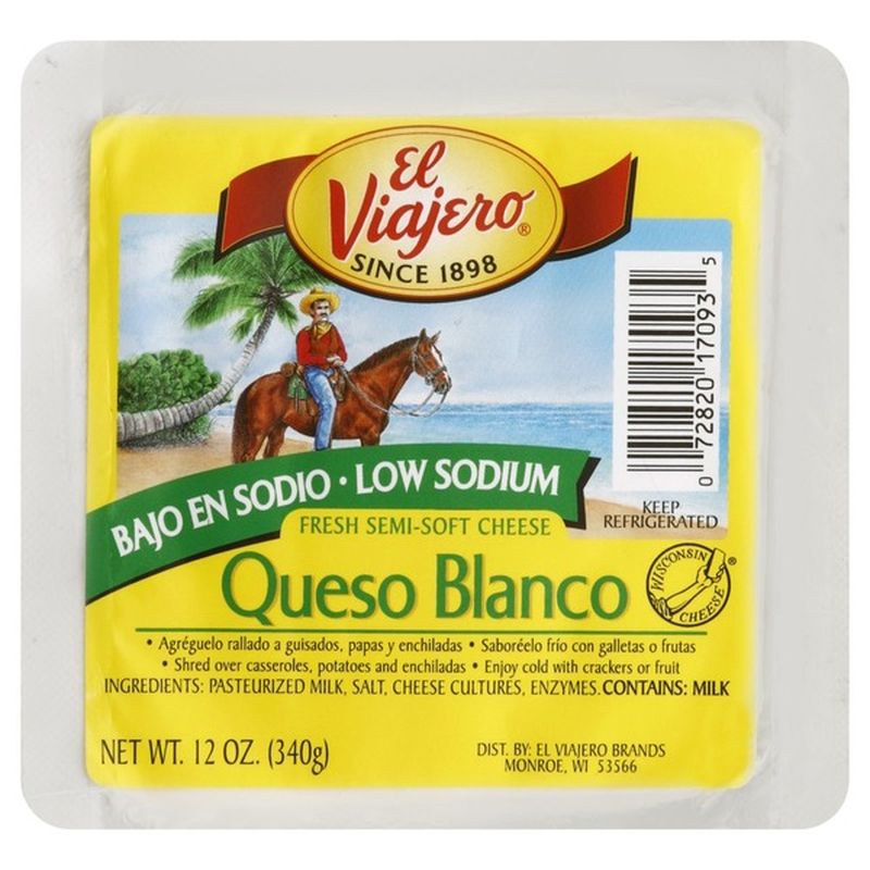 El Viajero Cheese, Fresh SemiSoft, Queso Blanco (12 oz) Instacart
