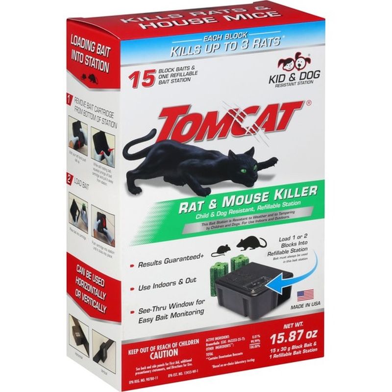 Tomcat Rat & Mouse Killer, Child & Dog Resistant, Refillable Station ...