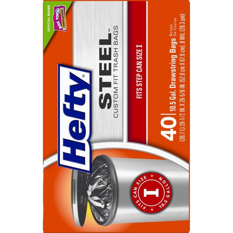 Hefty Steel Size I 10.5 Gallon Drawstring Custom Fit Hefty Steel Size I