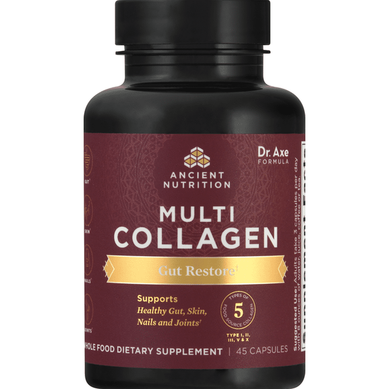 Ancient Nutrition Multi Collagen, Gut Restore, Capsules (45 each ...