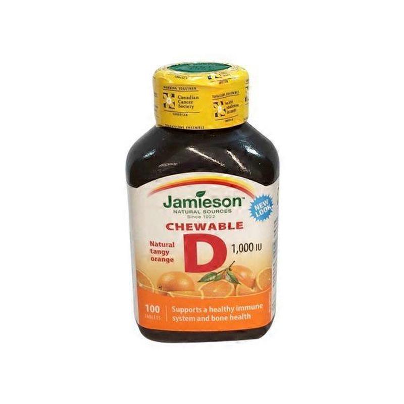 Jamieson Tangy Orange Flavor Chewable Vitamin D 1000 Iu 100 Ct