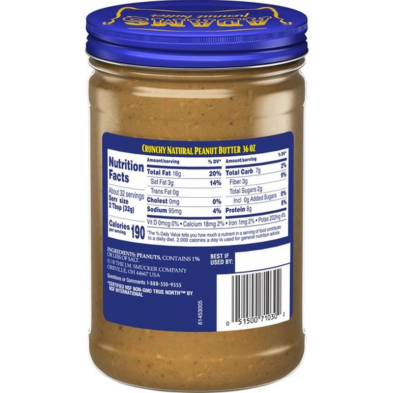 Adams Peanut Butter, Crunchy, 100 Natural (36 oz) Instacart