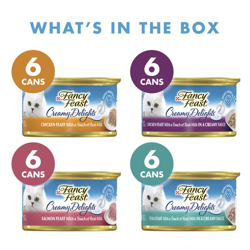 Purely Fancy Feast Wet Cat Food Variety Pack, Creamy Delights Poultry & Seafood Collection (3 oz
