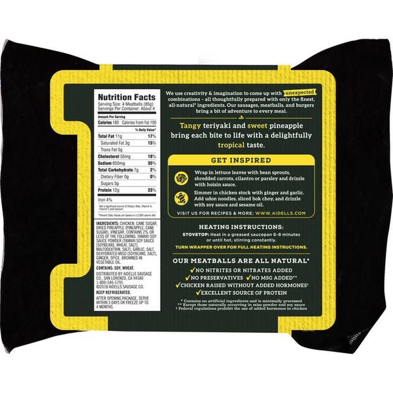 Aidells Chicken Meatballs, Teriyaki & Pineapple (12 oz) from Falletti