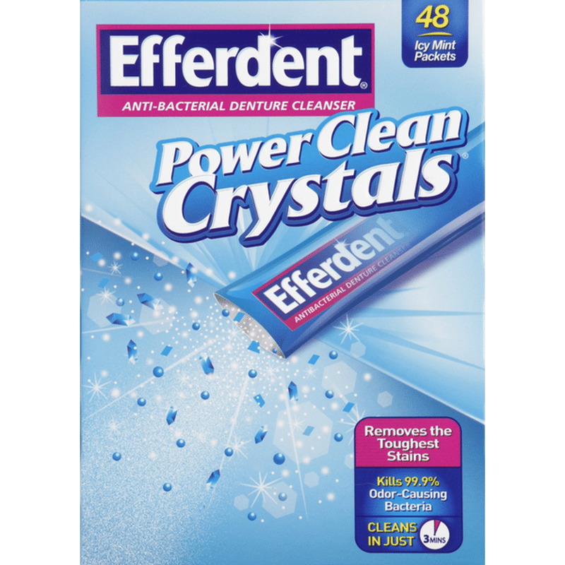 Efferdent Denture Cleanser, AntiBacterial, Power Clean Crystals, Icy