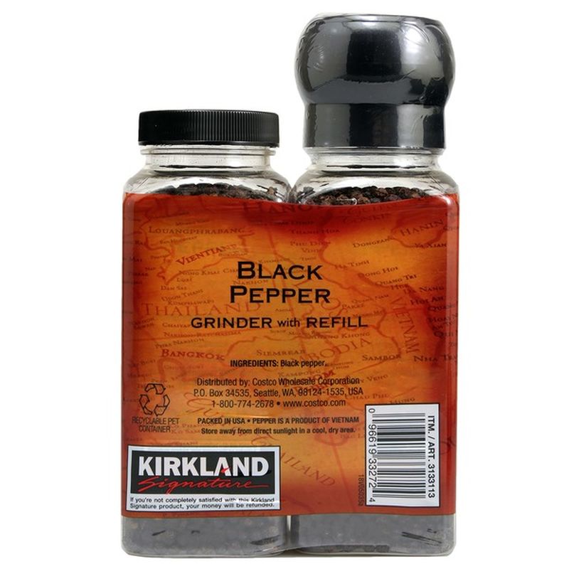Kirkland Signature Black Pepper Grinder & Refill, Total Net Wt 12.6 oz