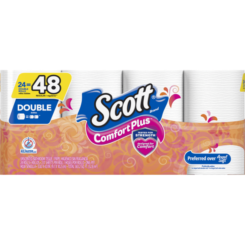 Scott ComfortPlus Double Roll Toilet Paper Bath Tissue (24 ct) from