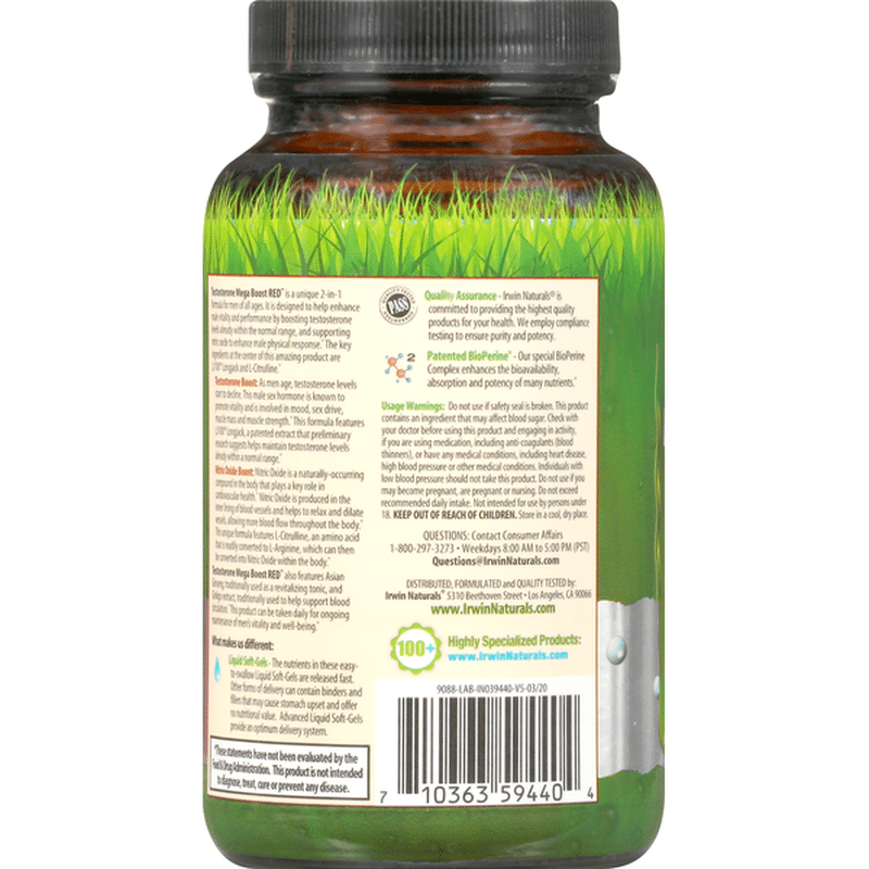 Irwin Naturals Testosterone, MegaBoost Red, Nitric Oxide Booster, Men