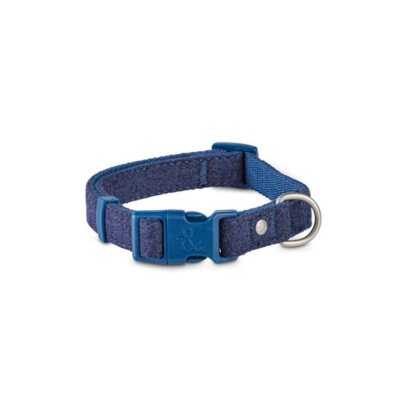 blue tweed dog collar