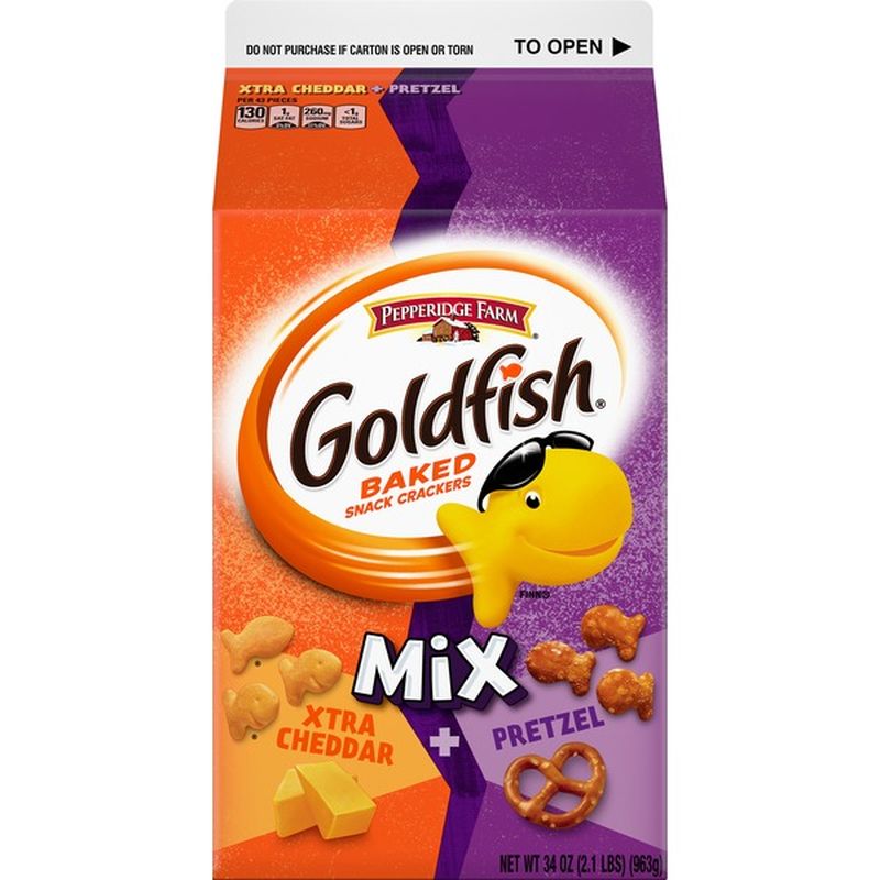 Goldfish Baked Snack Crackers, Xtra Cheddar + Pretzel, Mix (34 oz) from Publix Instacart
