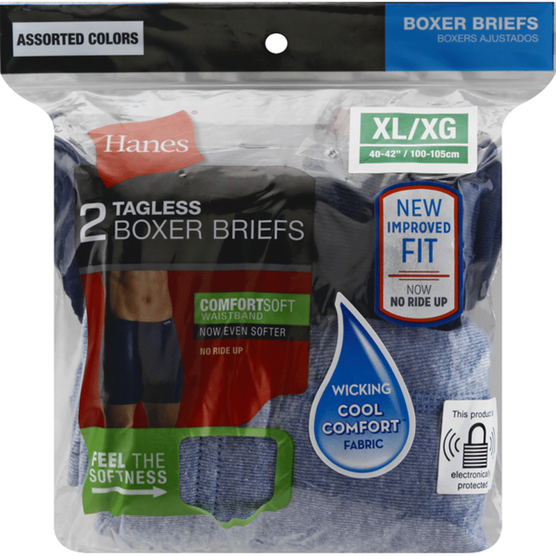 Hanes Boxer Briefs, Tagless, Assorted Colors, Extra Large (2 each ...