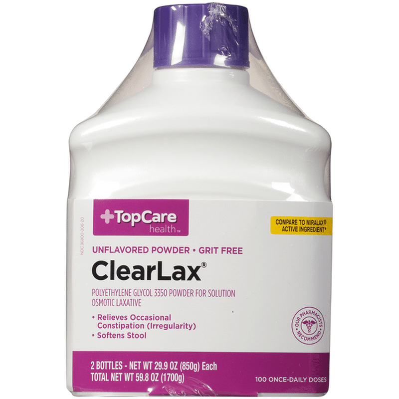 Top Care Clearlax, Polyethylene Glycol 3350 Osmotic Laxative Powder For 