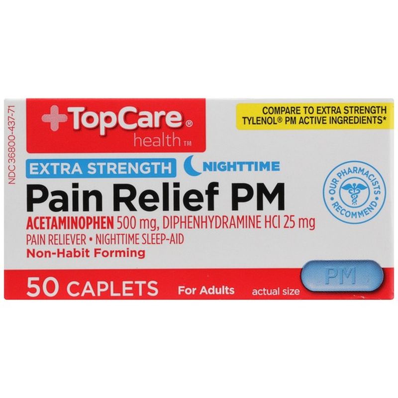 Top Care Extra Strength Pain Relief Pm Acetaminophen 500 Mg Pain
