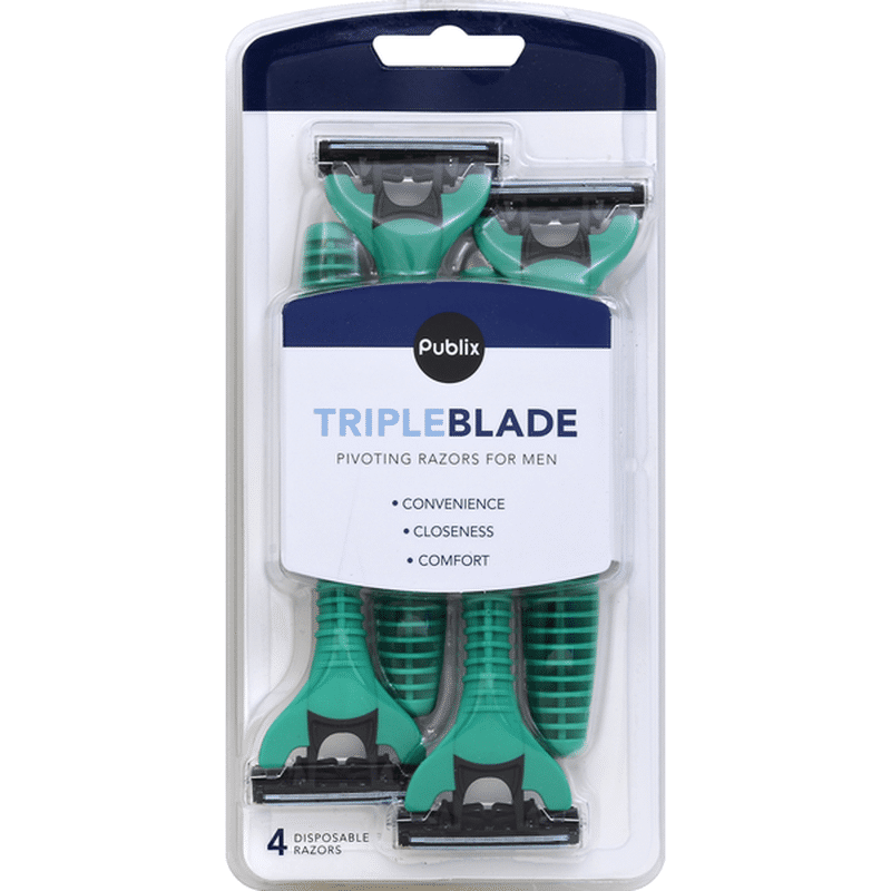 Publix Razors, Disposable, Triple Blade, for Men (4 each) Instacart