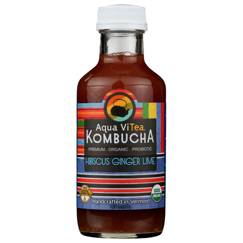 Aqua ViTea Hibiscus Ginger Lime, Probiotic, Kombucha (16 fl oz) Instacart