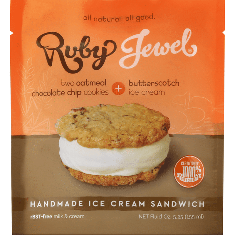 Ruby Jewel Scoop Ice Cream Sandwich, Butterscotch, Handmade (5.25 oz