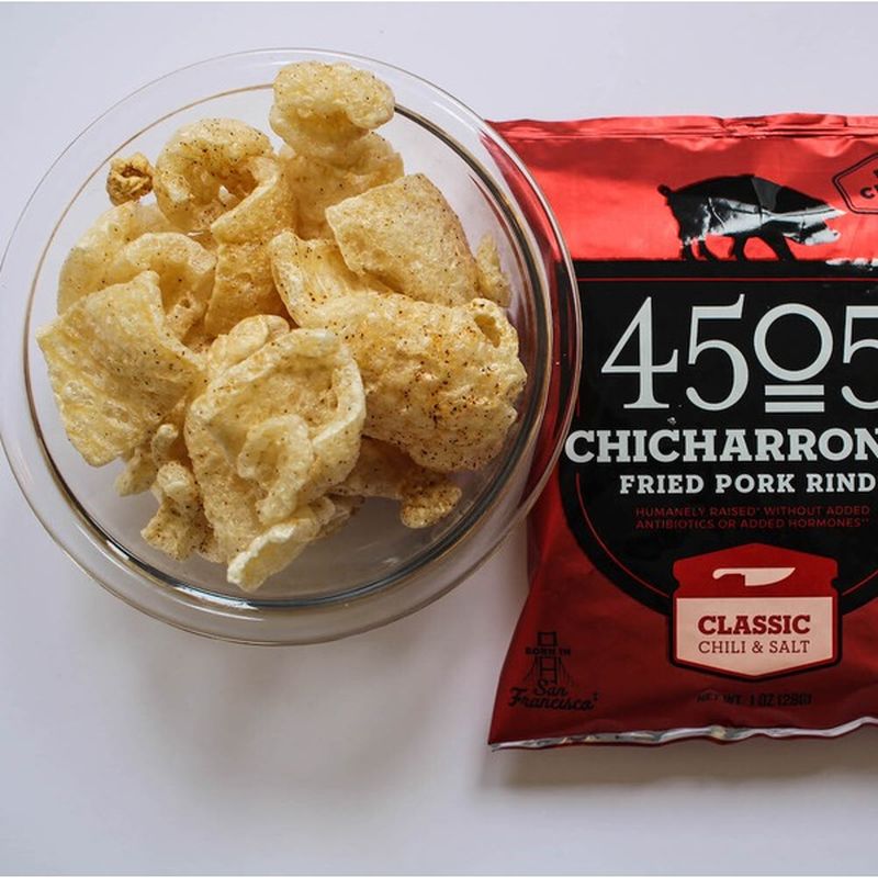 4505 Meats Fried Pork Rinds, Classic Chili & Salt, Chicharrones (2.5 oz