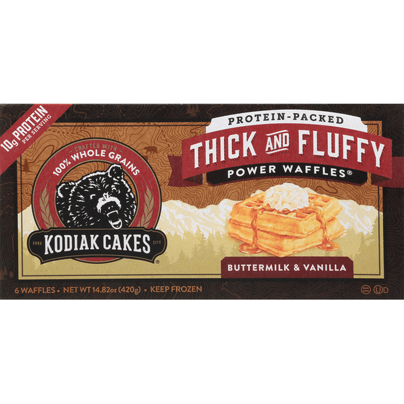Kodiak Cakes Power Waffles, Buttermilk & Vanilla, ProteinPacked, Thick