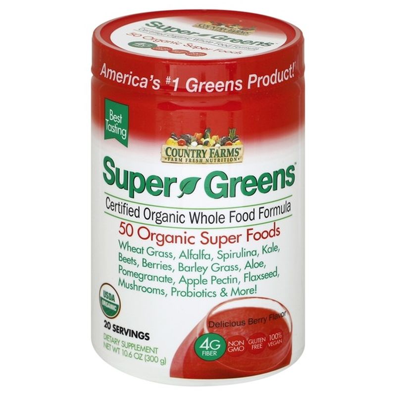 Country Farms Super Greens Organic Greens, Fruit & Vegetable Formula Super Food & Berry Blend