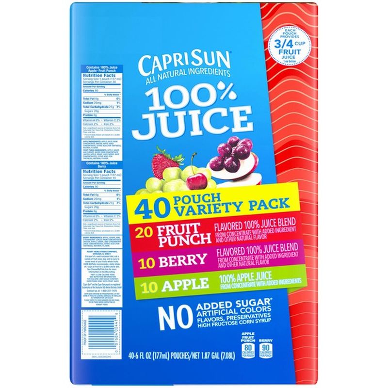 Capri Sun 100% Juice Variety Pack (6 fl oz) - Instacart