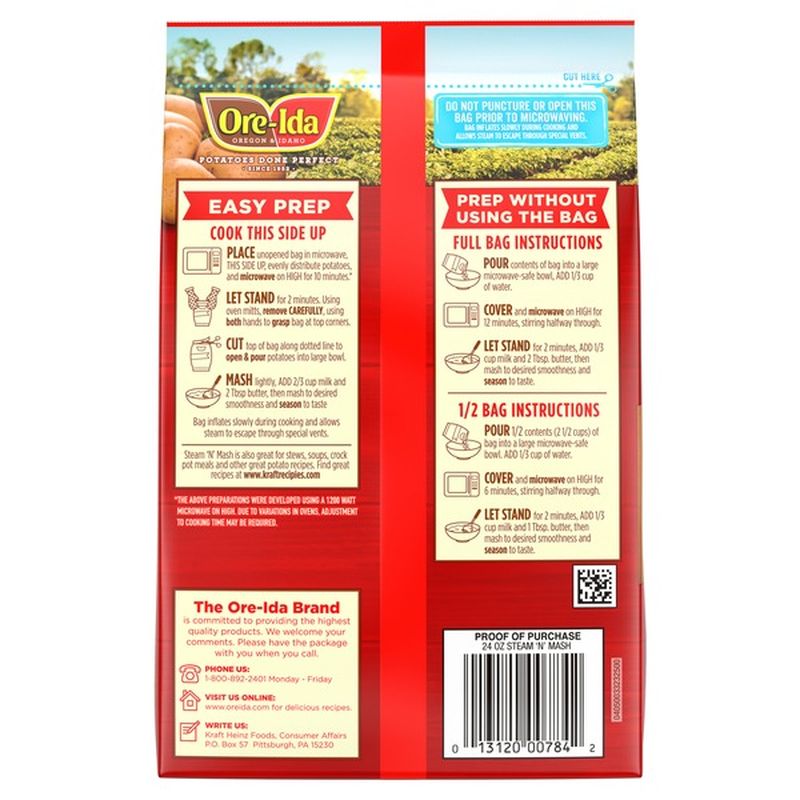 OreIda Homestyle Steam N' Mash Recipe Ready PreCut Russet Potatoes